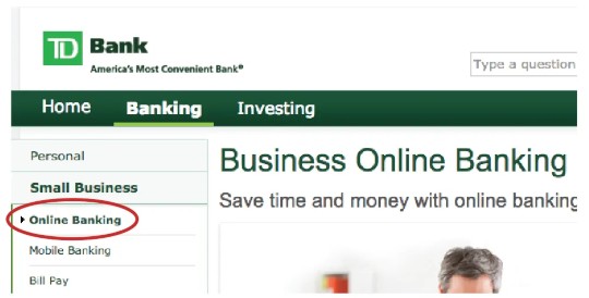 Step 2: Under Small Business Banking choose Online Banking again